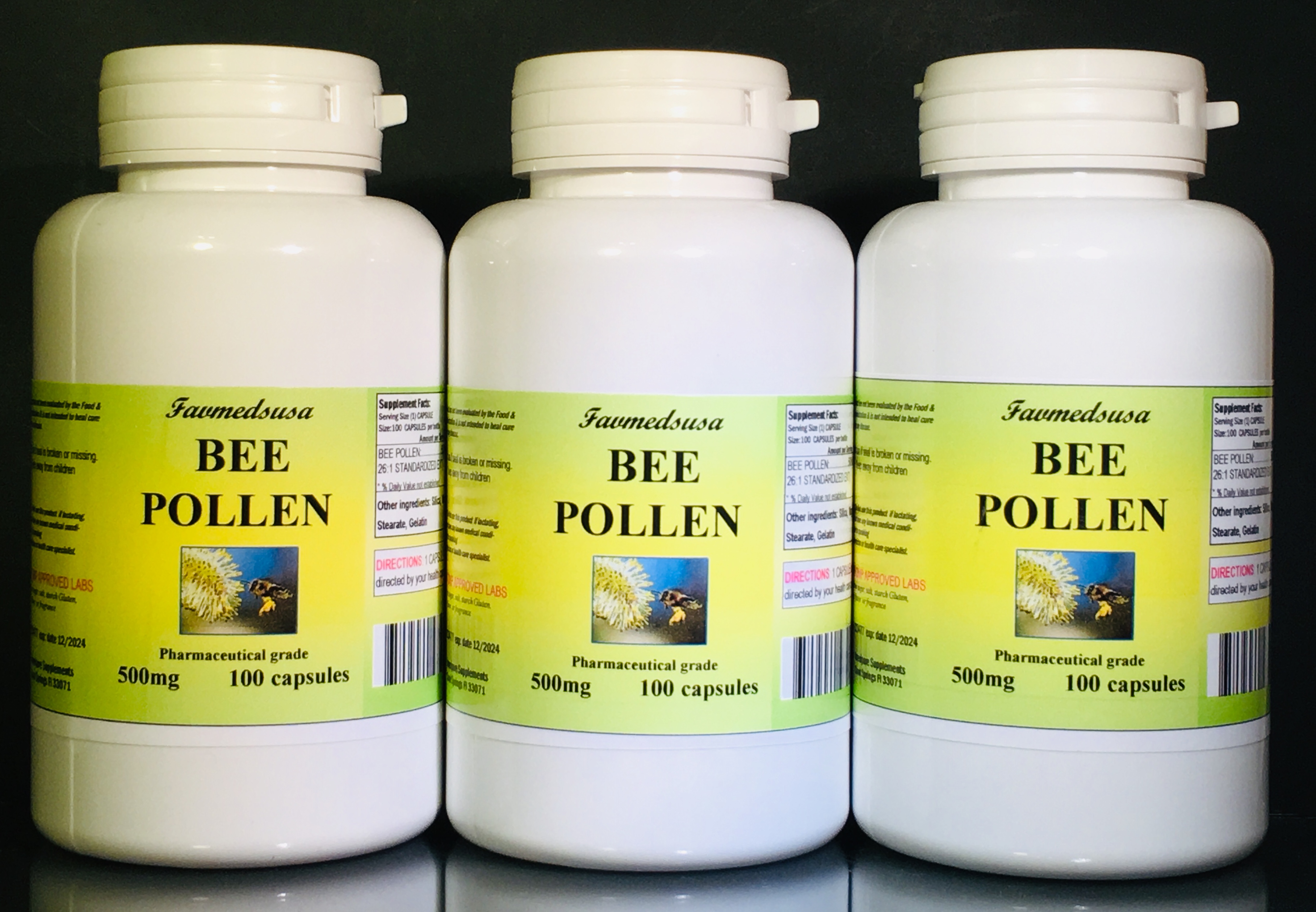 Bee Pollen 500mg antioxidant - 300 (3x100) capsules